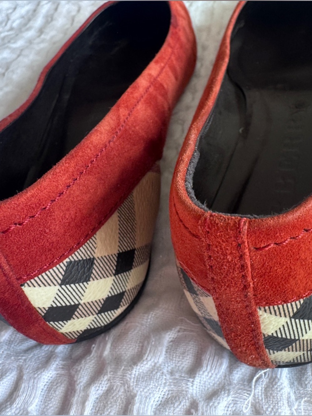 Burberry Suede Ballet Flats with Check Toe - Picture 9 of 12